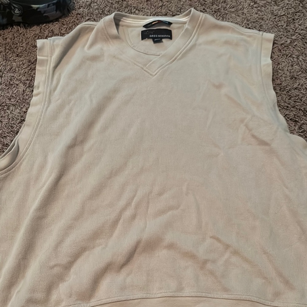 Beige Sleeveless V-Neck Top